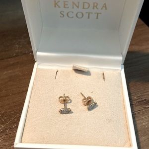 Kendra Scott Marisa stud earrings in white diamonds and 14k yellow gold